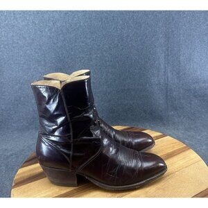 Dan Post Mens Zip Ankle Boots Burgundy Size 9D Model 6643 Made In Spain